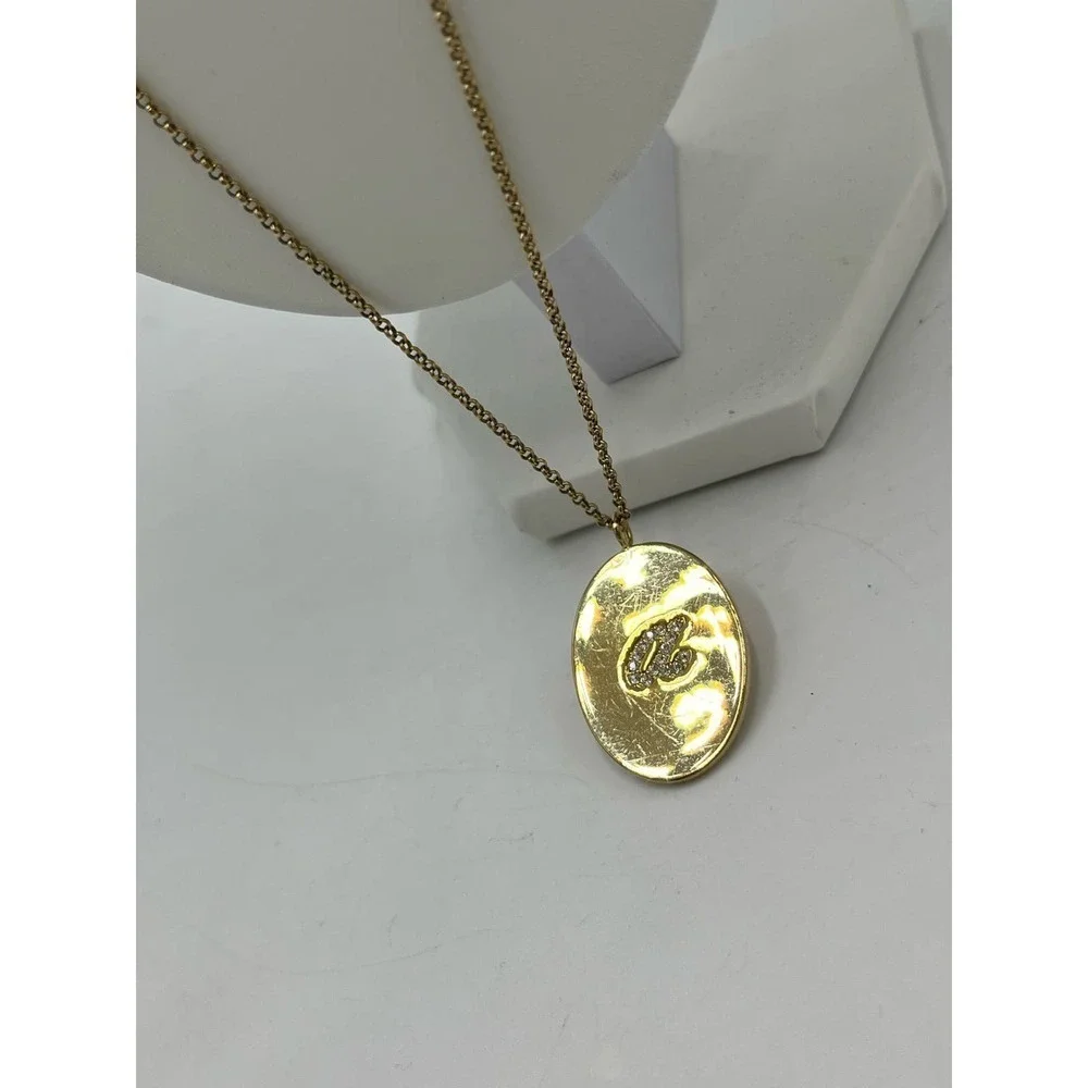 Kate Spade Oval Pave Script “A”One In A Million Pendant ‎ Gold Tone Necklace